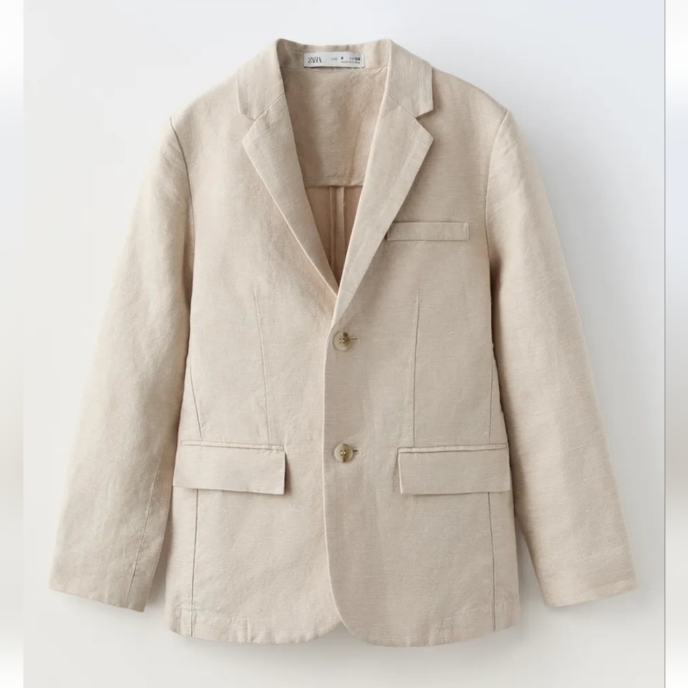 Boys' Linen Blend Suit Jacket, 8Y